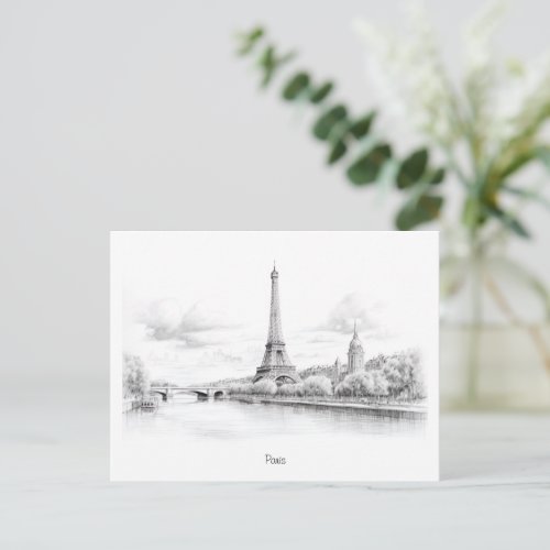Vintage Eiffel tower sketch Design Postcard