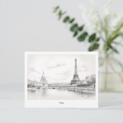 Vintage Eiffel tower sketch Design Postcard