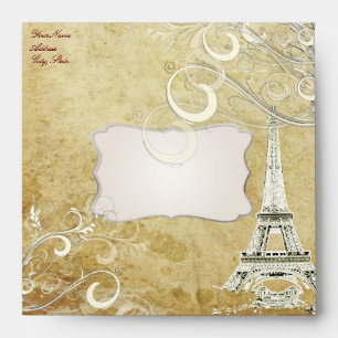 VINTAGE EIFFEL TOWER/VANILLA SWIRLS ENVELOPE