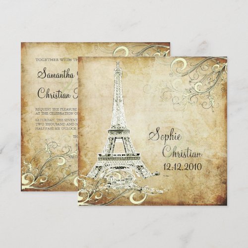 Vintage Eiffel Tower+swirls/DIY fonts Invite
