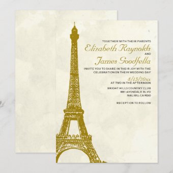 Vintage Eiffel Tower Wedding Invitations | Zazzle