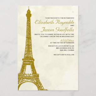 Vintage Eiffel Tower Wedding Invitations