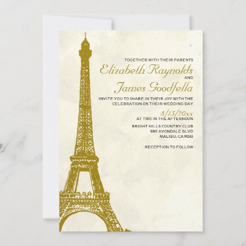 Vintage Eiffel Tower Wedding Invitations