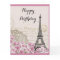 Vintage Eiffel Tower with Pink flowers Birthday