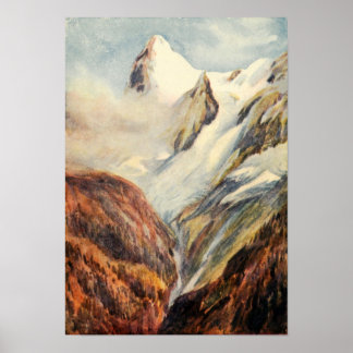Vintage Eiger Mountains in the Bernese Alps Poster