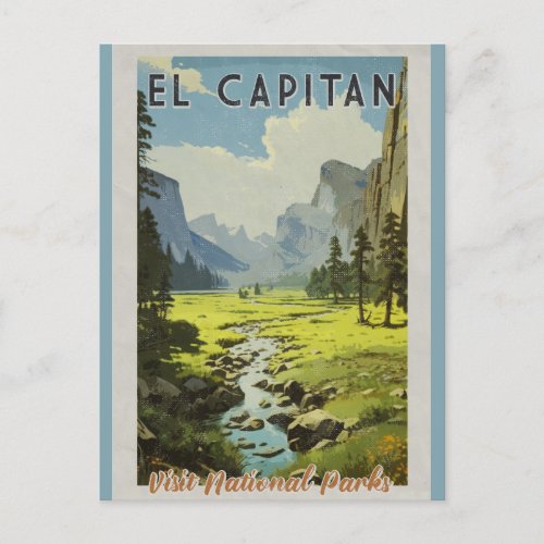 Vintage El Capitan Yosemite National Park Travel Postcard
