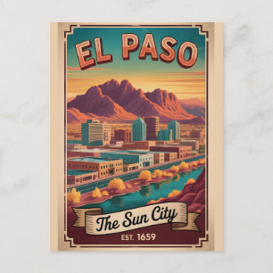 Vintage El Paso Texas Retro Travel Holiday Postcard