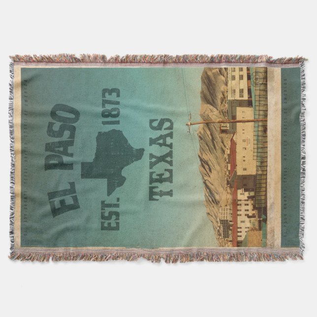 Vintage El Paso Texas Throw Blanket (Front)