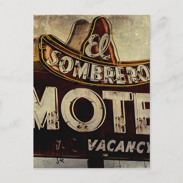 Vintage El Sombrero Motel Sign Postcard (Front)