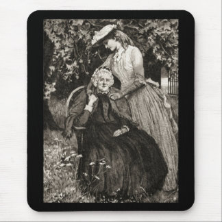 Vintage Elderly Mother and Daughter Mouse Pad