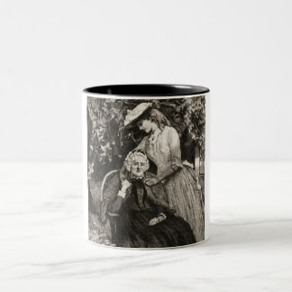 Vintage Elderly Mother and Daughter Two-Tone Coffee Mug