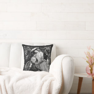 Vintage Elderly Mother Daughter Granddaughter Throw Pillow