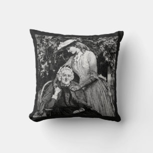 Vintage Elderly Mother Daughter Granddaughter Throw Pillow