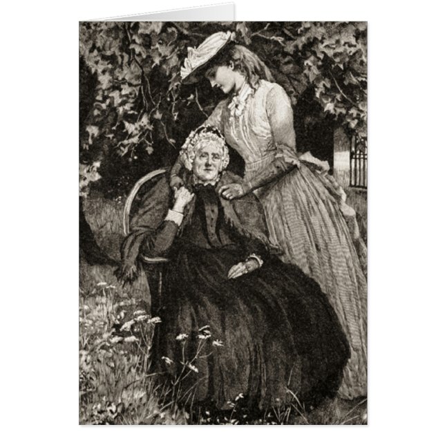 Vintage Elderly Mother & Daughter Mothers Day Card (Front)