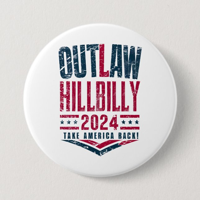Vintage Elections Outlaw Hillbilly US Flag  Button (Front)