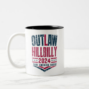 Vintage Elections Outlaw Hillbilly US Flag Two-Tone Coffee Mug