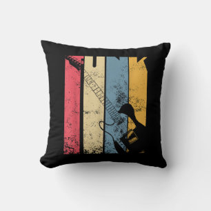 Vintage Electric Guitar Funk Music lover gifts Throw Pillow