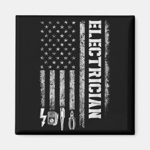 Vintage Electrician American Flag Tools Design Magnet