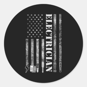Vintage Electrician Nge Usa Flag Graphic  Classic Round Sticker