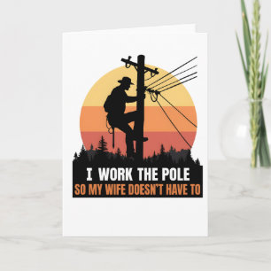 Vintage Electrician Work The Pole Family Provider Card