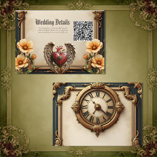 Vintage elegance: an elegant clock and heart.  enclosure card