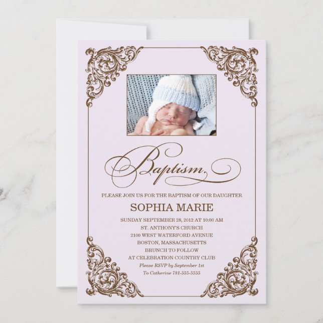 VINTAGE ELEGANCE  |  BAPTISM INVITATION (Front)