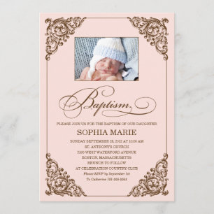VINTAGE ELEGANCE     BAPTISM INVITATION