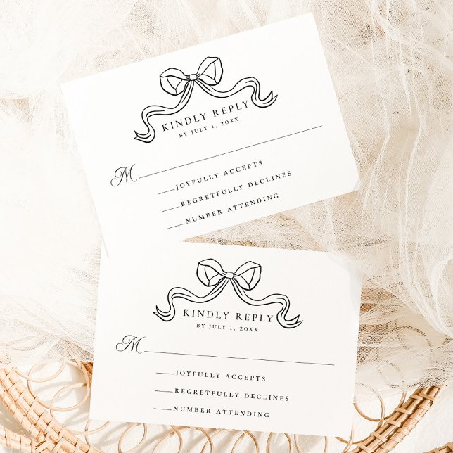 Vintage Elegance Black Bow Wedding RSVP Enclosure Card (Creator Uploaded)