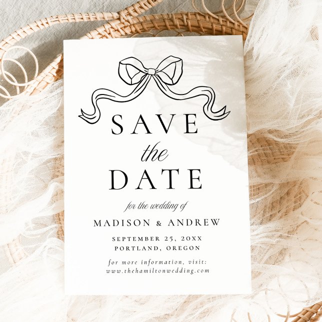 Vintage Elegance Black Bow Wedding Save The Date (Creator Uploaded)