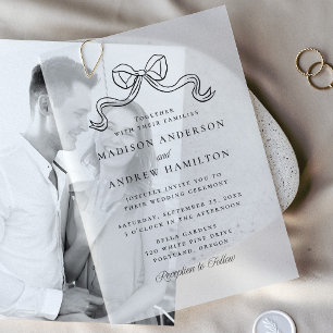 Vintage Elegance Black Bow Wedding Vellum Invitations