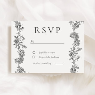 Vintage Elegance: Black & White Classic Wedding RSVP Card