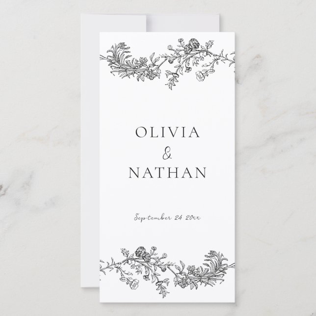 Vintage Elegance Black & White Wedding Program (Front)