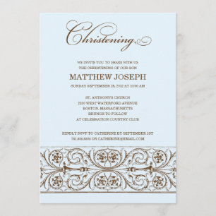 VINTAGE ELEGANCE CHRISTENING INVITATION