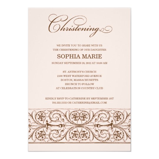 vintage elegance christening invitation zazzle com