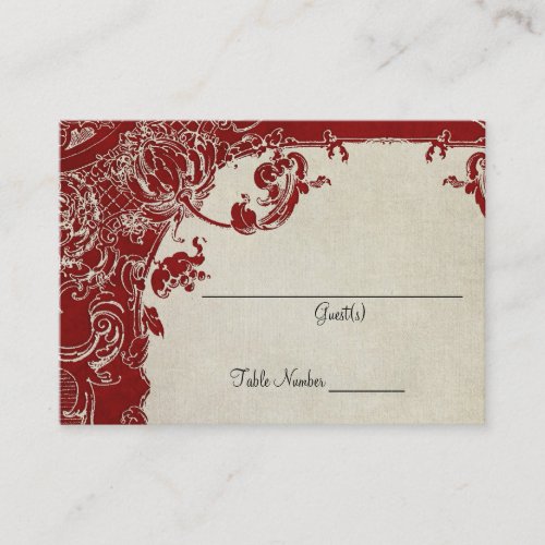 Vintage Elegance Christmas Toile Floral Damask Place Card