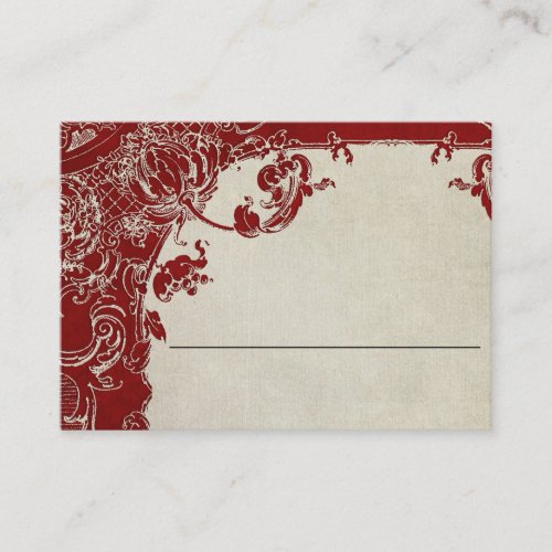 Vintage Elegance Christmas Toile Floral Damask Place Card