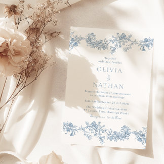 Vintage Elegance: Classic Floral Wedding Invitation