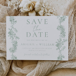 Vintage Elegance: Classic Luxury Sage Wedding Save The Date