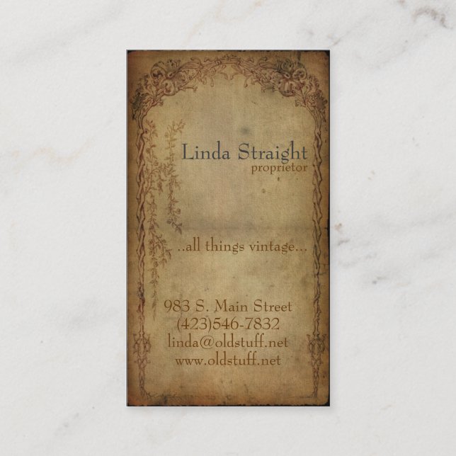 Vintage Elegance Dark Business Card (Front)