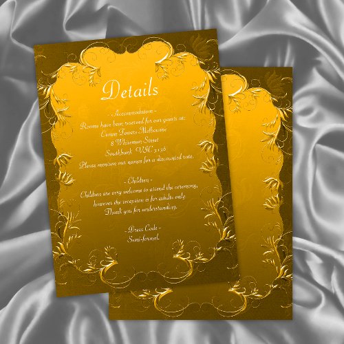 Vintage Elegance Golden Wedding Details Enclosure Card