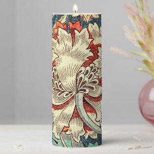 Vintage Elegance - Honeysuckle by William Morris Pillar Candle