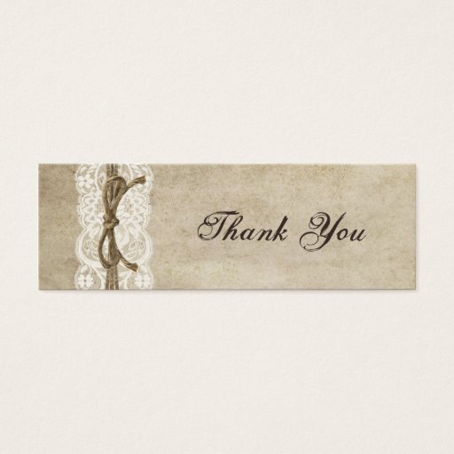 Customizable Vintage Elegance Lace on Twine Bombonaiare Tag Business Card Template