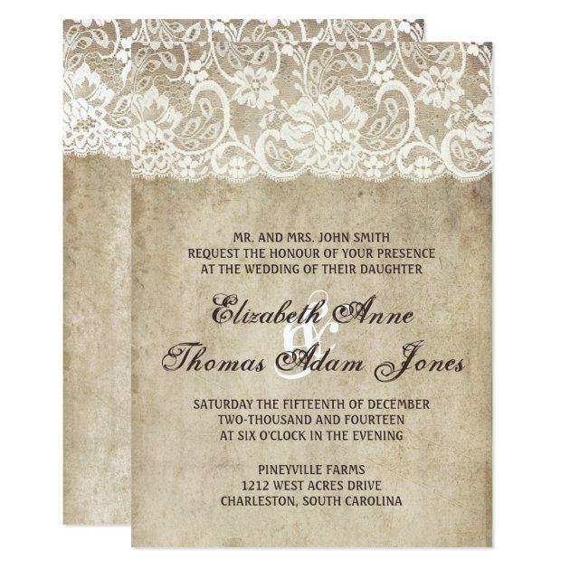 Vintage Elegance Lace Wedding Invitation