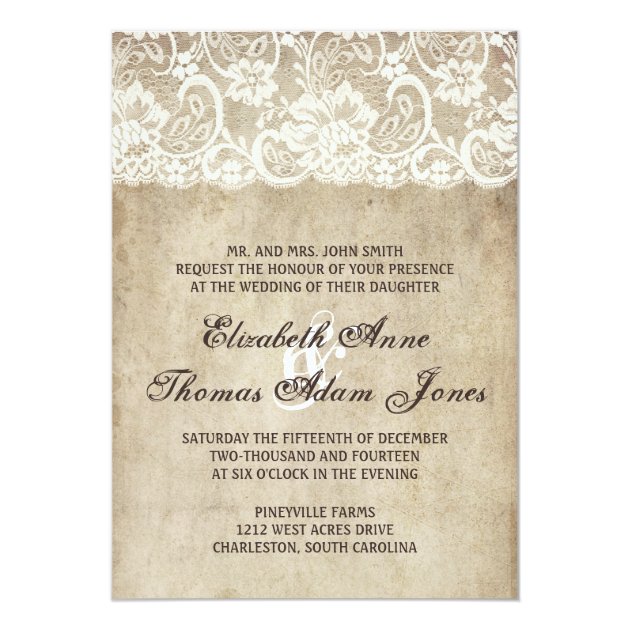 Vintage Elegance Lace Wedding Invitation