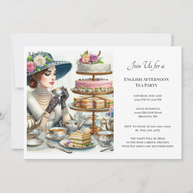  Vintage  Elegance Ladies Tea Party  Invitation (Front)