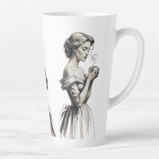 Vintage Elegance Lady Cup – Romantic Sketch Art wi