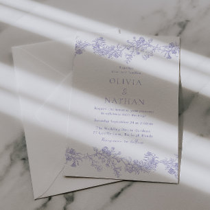 Vintage Elegance: Lilac Floral Wedding Invitation