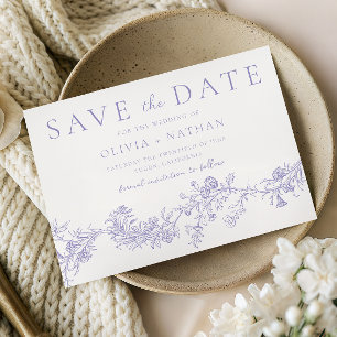 Vintage Elegance: Lilac Floral Wedding Save The Date
