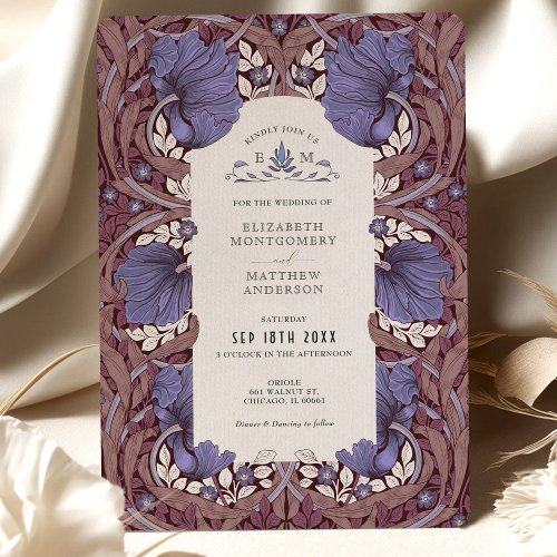 Vintage Elegance Lilac Pimpernel Wedding Invitation