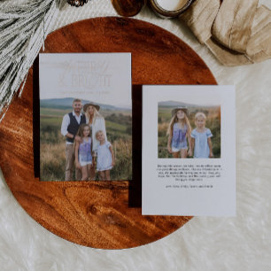 Vintage Elegance Merry & Bright Christmas Photo Foil Holiday Card